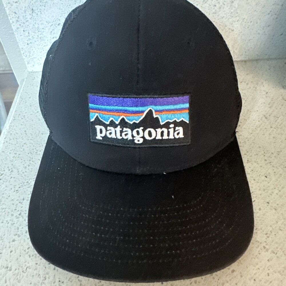 Patagonia Black Trucker Logo Cap Hat Mesh Back One OS Size